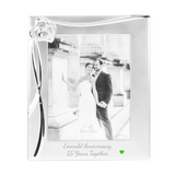 Emerald Anniversary 55 Years Together with Emerald Gem Heart 8" x 10" or 5” x 7” Photo Frame with Hearts & Crystals