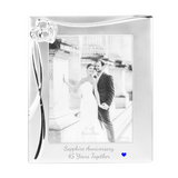 Crystal Anniversary 15 Years Together with Ruby Gem Heart 8" x 10" or 5” x 7” Photo Frame with Hearts & Crystals