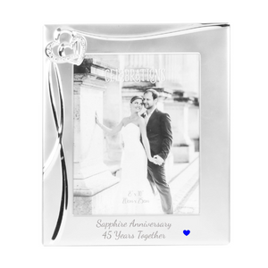 Sapphire Anniversary 45 Years Together with Sapphire Gem Heart 8" x 10" or 5” x 7” Photo Frame with Hearts & Crystals