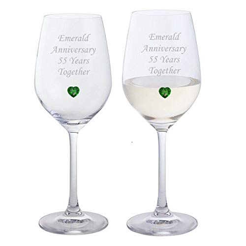Pair of Emerald Anniversary Dartington Wine Glasses
