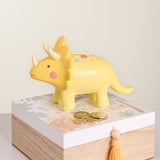 Triceratops Bright Yellow Resin Dinosaur Money Box Bank