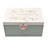 Personalised Love Story Wildflower Wedding Keepsake Box | Wooden Memory Storage Box with Floral Design & Heart Charm | Romantic Gift for Bride, Couple or Newlyweds