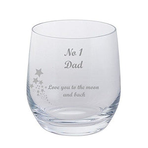 No 1 Dad, Love you to the moon and back - Dartington Crystal Tumbler Glass