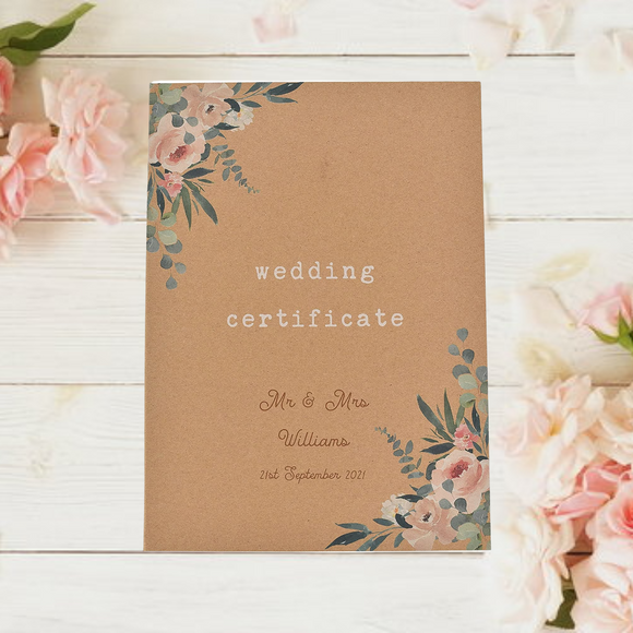 Personalised Love Story Wedding Certificate Book