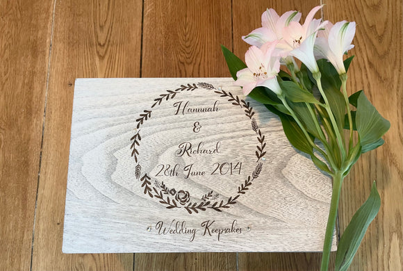 Personalised Wedding Keepsake Box with Crystal Detail