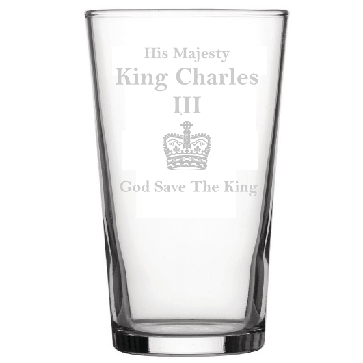 Engraved King Charles III Pint Glass