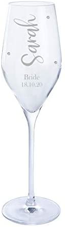 Dartington Personalised Crystal Wedding Bride Prosecco Glass With Name and Date and Crystal Detailing