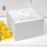 Personalised Baby's Special Keepsake Box in Grey with a Rabbit Decoration - Add Name