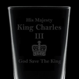 Engraved King Charles III Pint Glass