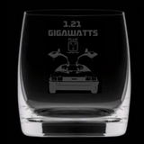 Engraved Back to the Future Whiskey Glass - 1.21 Gigawatts - Flux Capacitor - Back to the Future Glass - Deloreon Glass - Brandy Glass, Whisky Glass