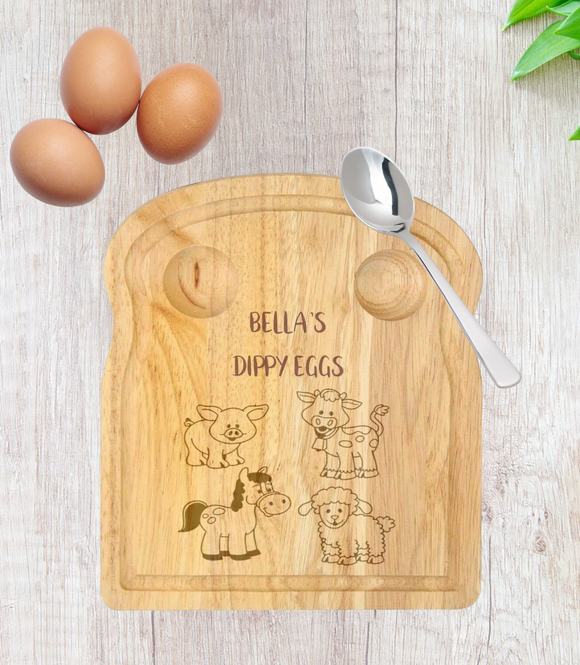 Personalised Breakfast Egg Board - Farm Animals