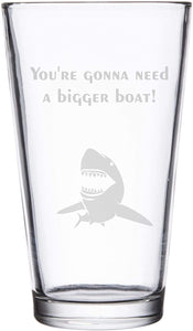 Chichi Gifts Jaws You're gonna need a bigger boat Engraved Personalised Pint Glass with Shark Perfect Father's Day Gift