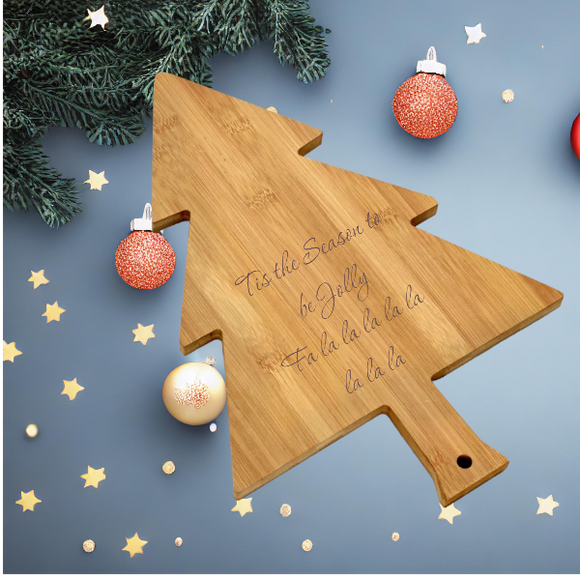 Chichi Gifts Christmas Tree Bamboo Chopping Board/Cheeseboard Tis the Season to be Jolly