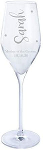 Dartington Personalised Crystal Wedding Mother of the Groom Prosecco Glass With Name and Date and Crystal Detailing