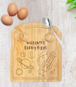 Personalised Breakfast Egg Board - Space Rocket, Planets and Stars