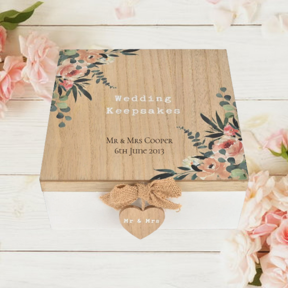 Personalised Love Story Wooden Wedding Day Keepsake Box